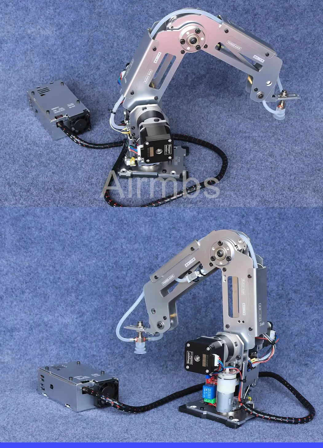 Kit Lengan Robot Mekanik Manipulator Logam Arduino 4 DOF dengan Motor Stepper, Pegangan Cangkir Hisap, Model Industri