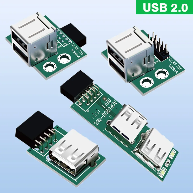 

USB2.0 Expansion Board 9-Pin USB Motherboard Built-in 9P USB Interface Turning for Bluetooth Wireless Network Card Dongle