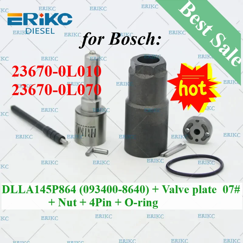 

095000-5930 injector repair kit nozzle DLLA145P864 (093400-8640) valve plate 07# nozzle nut for Toyota Hiace Hilux 23670-0L010