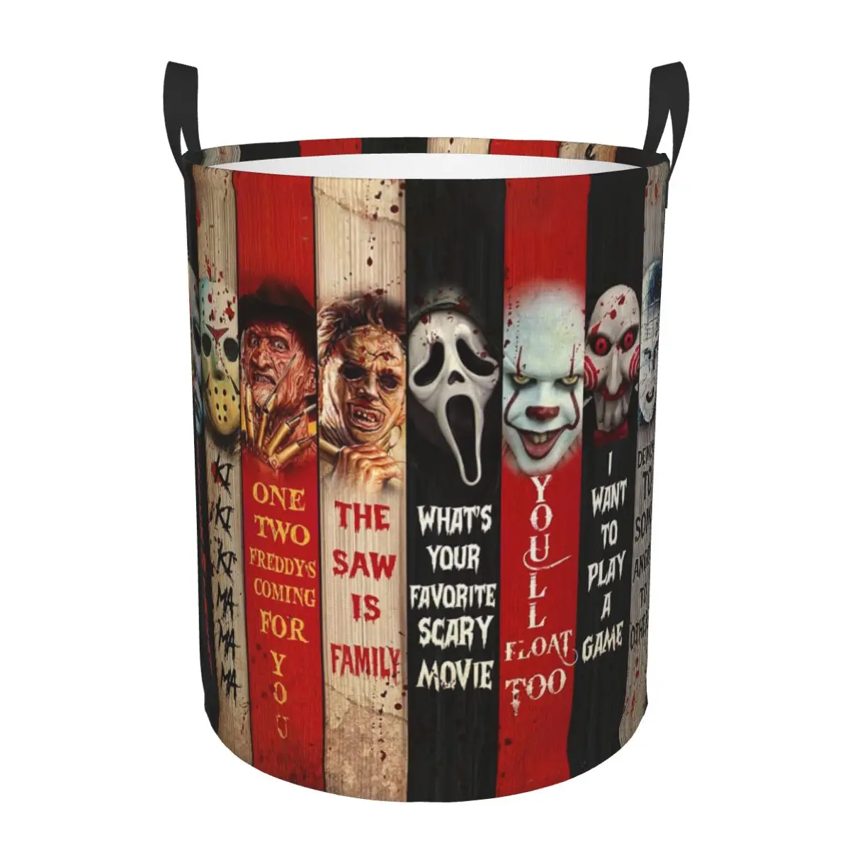 Custom Halloween Horror Movie Character Laundry Basket Collapsible Baby Hamper for Nursery Toys Organizer Storage Bins