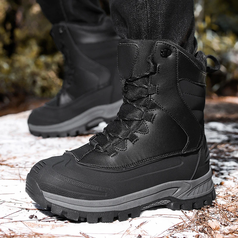 الرجال عدم الانزلاق أحذية المشي لمسافات طويلة الدافئة الشتاء عالية الجودة أحذية الثلوج مع بطانة الصوف سميكة مقاوم للماء أحذية قطنية مقاومة البرد #5