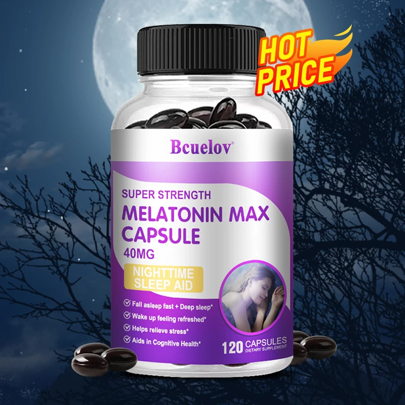

Melatonin Capsules - Sleep Dietary Supplement, To Promote Sleep Quality, Help Deep Sleep, Supports Relaxation, Non-GMO