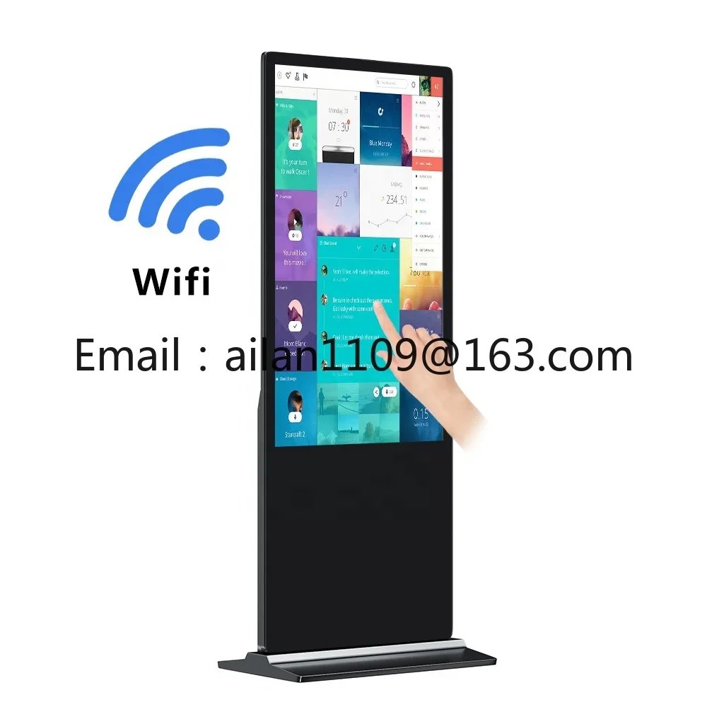 

NEW 4k 55 Inch Vertical Floor Stand Touch Screen Display Advertising Player Kiosk LCD Interactive Digital Signage Totem