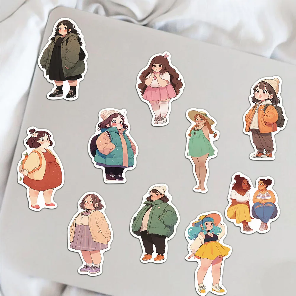 50PCS Creative Fat Stickers Cartoon Cute Handbooks Laptop Cases Computer Tablets Waterproof Stickers