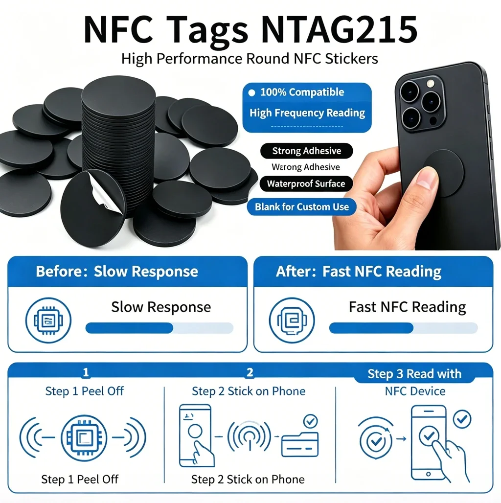 Programmable NFC Tag NTAG215 13.56MHz Universal Smart Devices NFC Chip Sticker 504 Bytes Personal Automation TagMo PVC Coin Tags