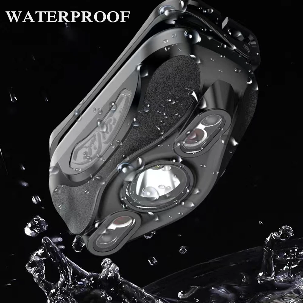 Mini LED Headlamp Motion Sensor USB Headlight USB Rechargeable Waterproof Head Torch 5 Modes Head Lamp for Fishing Camping
