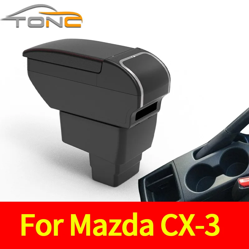 

For Mazda CX-3 Armrest Retrofit For mazda 2 skyactiv version cx3 CX-3 Car Armrest Storage box car accessories Charging with USB