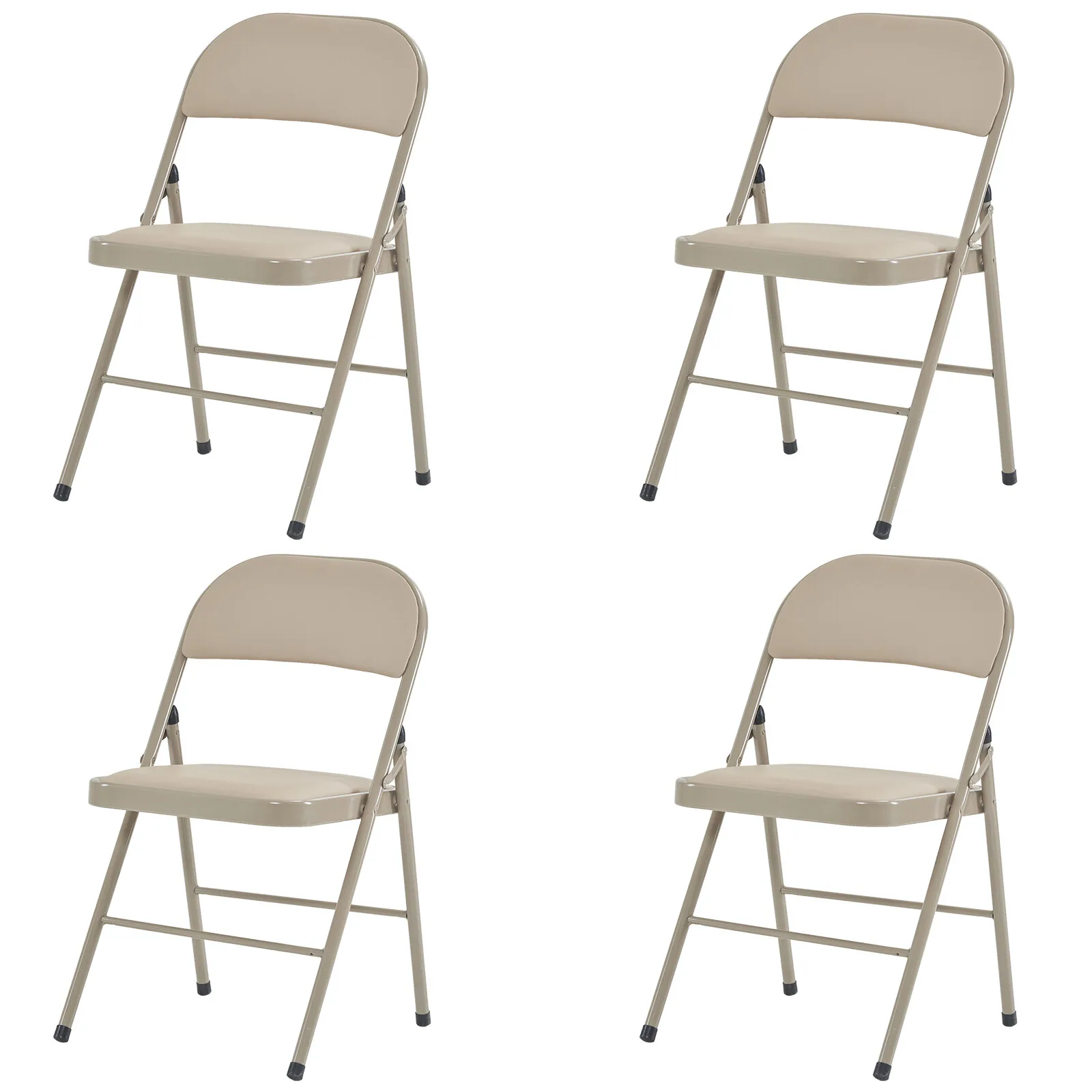 

4Pcs Elegant Foldable Iron & Pvc Chairs for Conventions & Exhibitions Light Brown