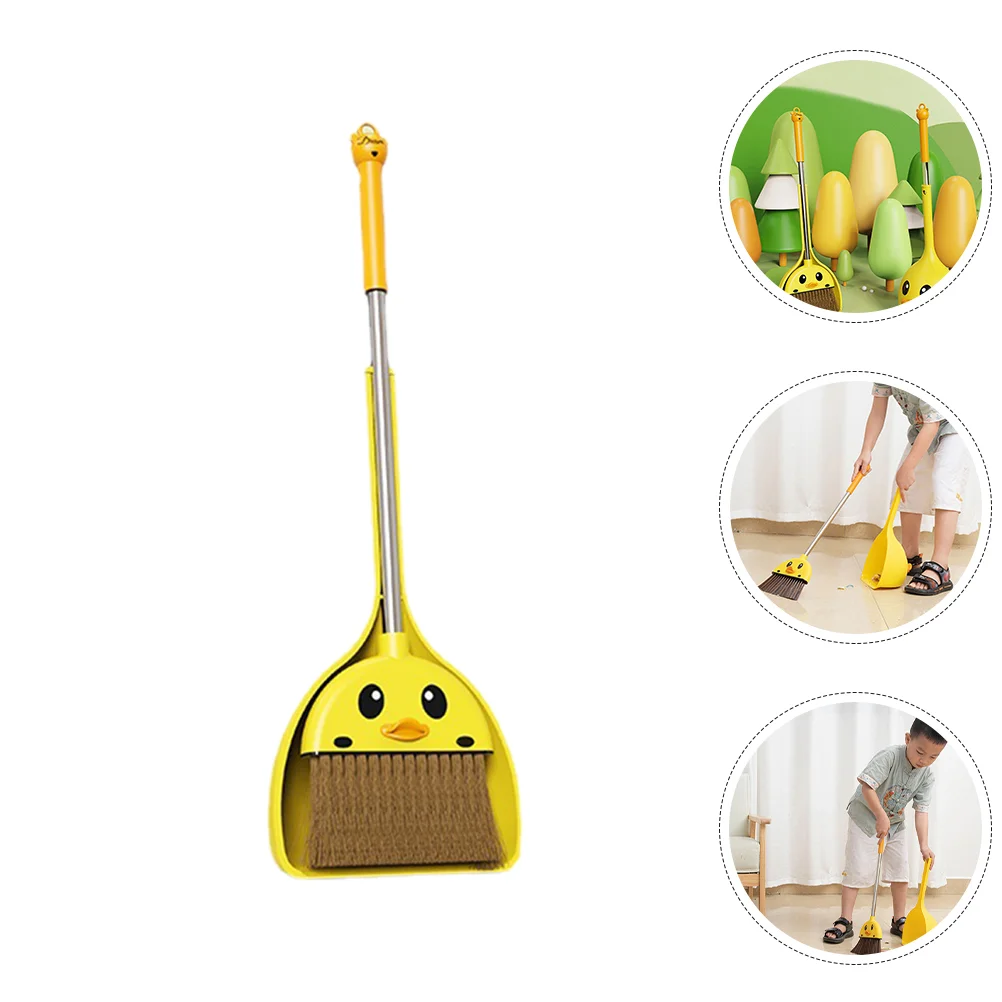 Little Yellow Duck Broom Long Handle Small Kids Toys Cartoon The Pet Cleaning for Child