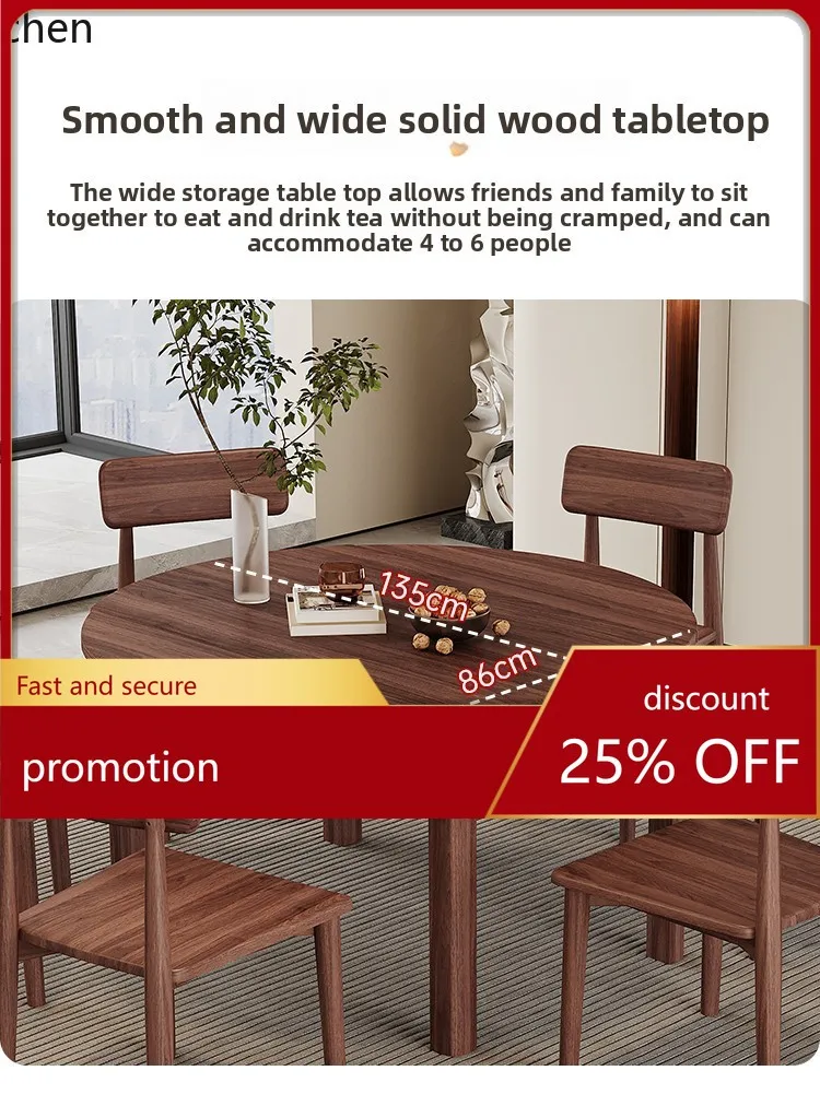 ZML Dual-use One Table Six Chairs Folding Dining Table Small Apartment Minimalist All Solid Wood Dining Table