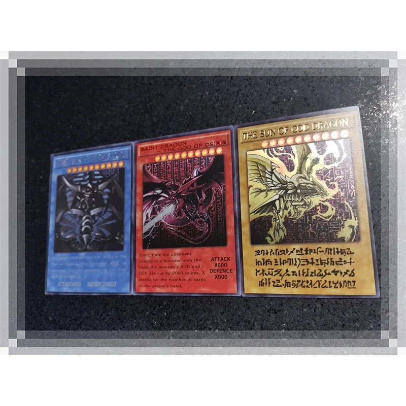 Diy 3Pcs/set Yu-Gi-Oh! Board Game Card Homemade Egyptian God Anime Characters Bronzing Collection Card Kids Toys Christmas Gift