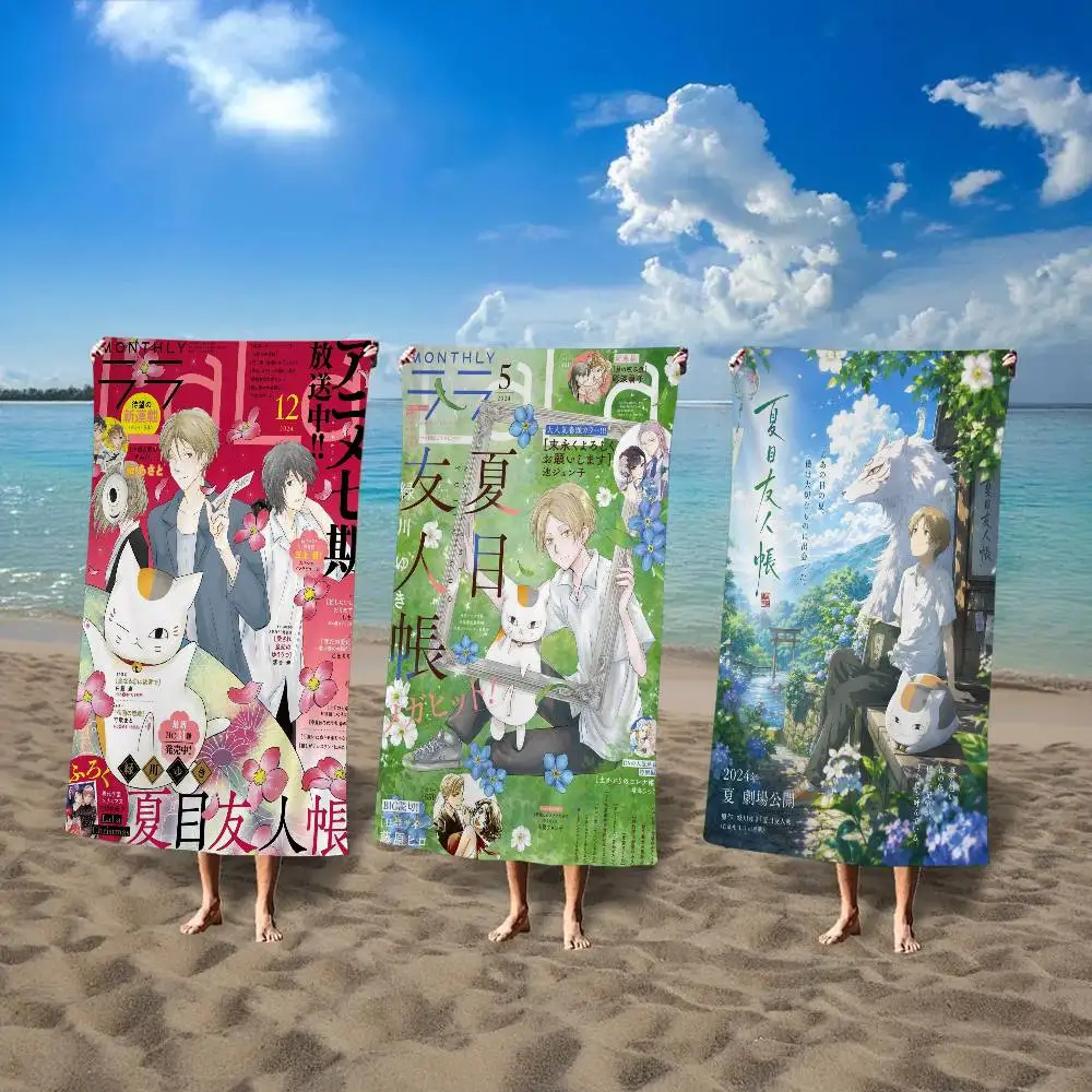Natsume Yuujinchou Cartoon Bath Towel Microfiber Soft Water Absorbing Breathable For Girl Kids Decorative Cartoon Beach Towel