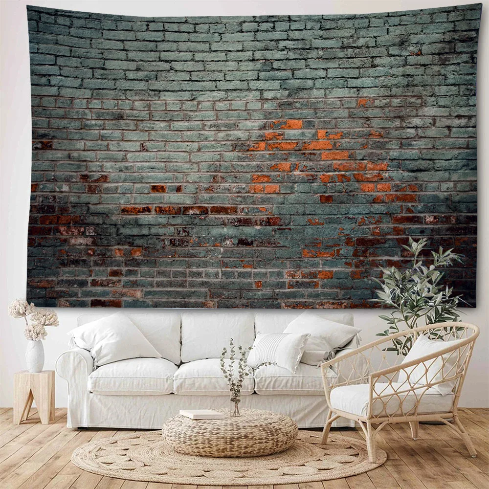 

3D Colored Stone Brick Wall Retro tapestry Light Illumination Wall Art Print tapestry Bohemian Home Decoration Wall Hanging