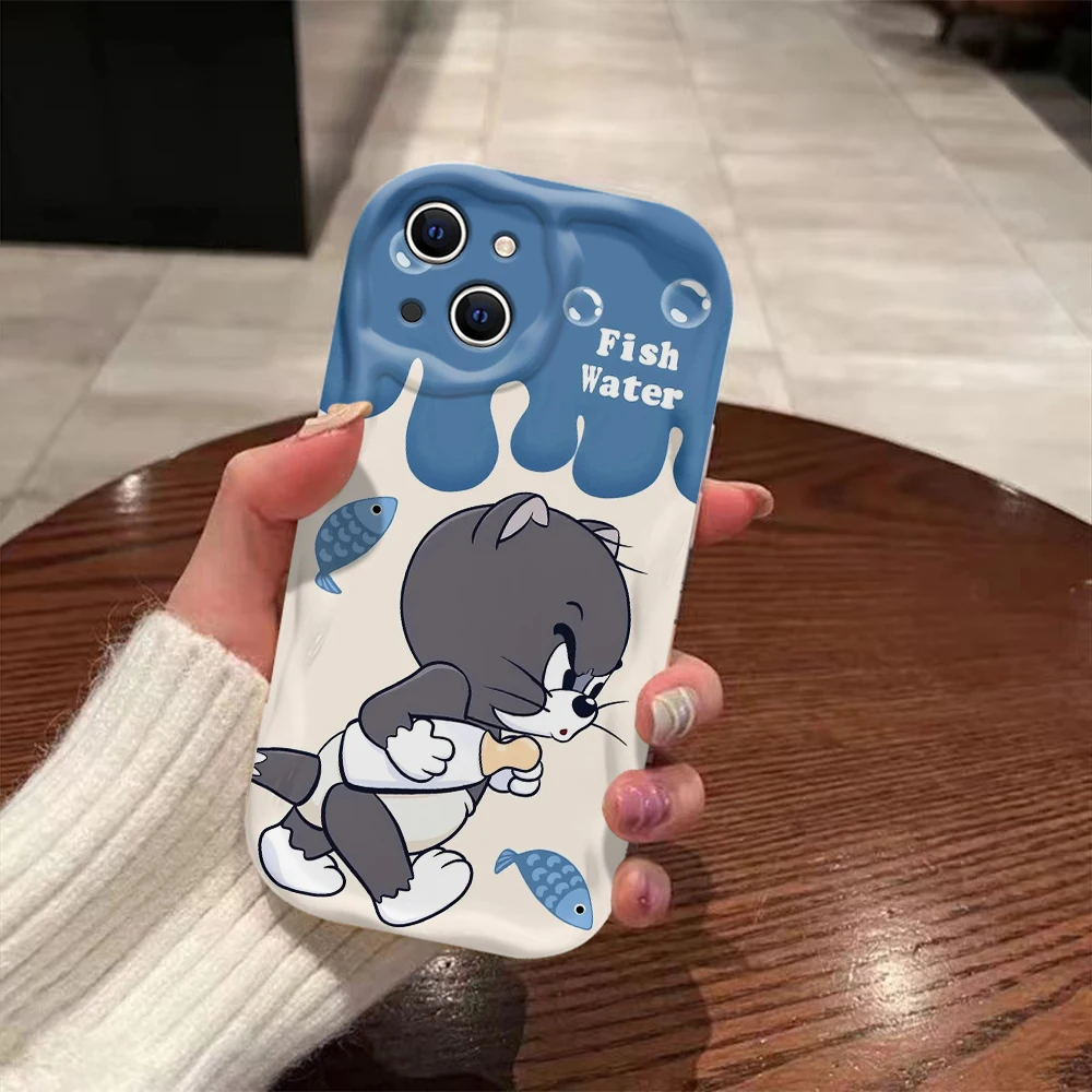 Mooie Cartoon 3D Wave Case Voor TomS JerryS iPhone 16 15 14 13 12 11 Pro Max Mini X XR XSMAX 8 7 6S Plus Zachte Siliconen Cover