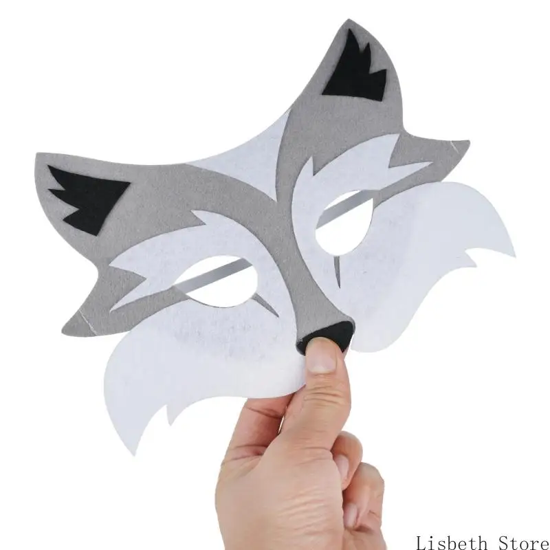 124a 3pcs Cats Wolf Comples Cosplay Wolf Ears Beads with Tail Wolf Mask Set Halloween Animal Age Costume Associory