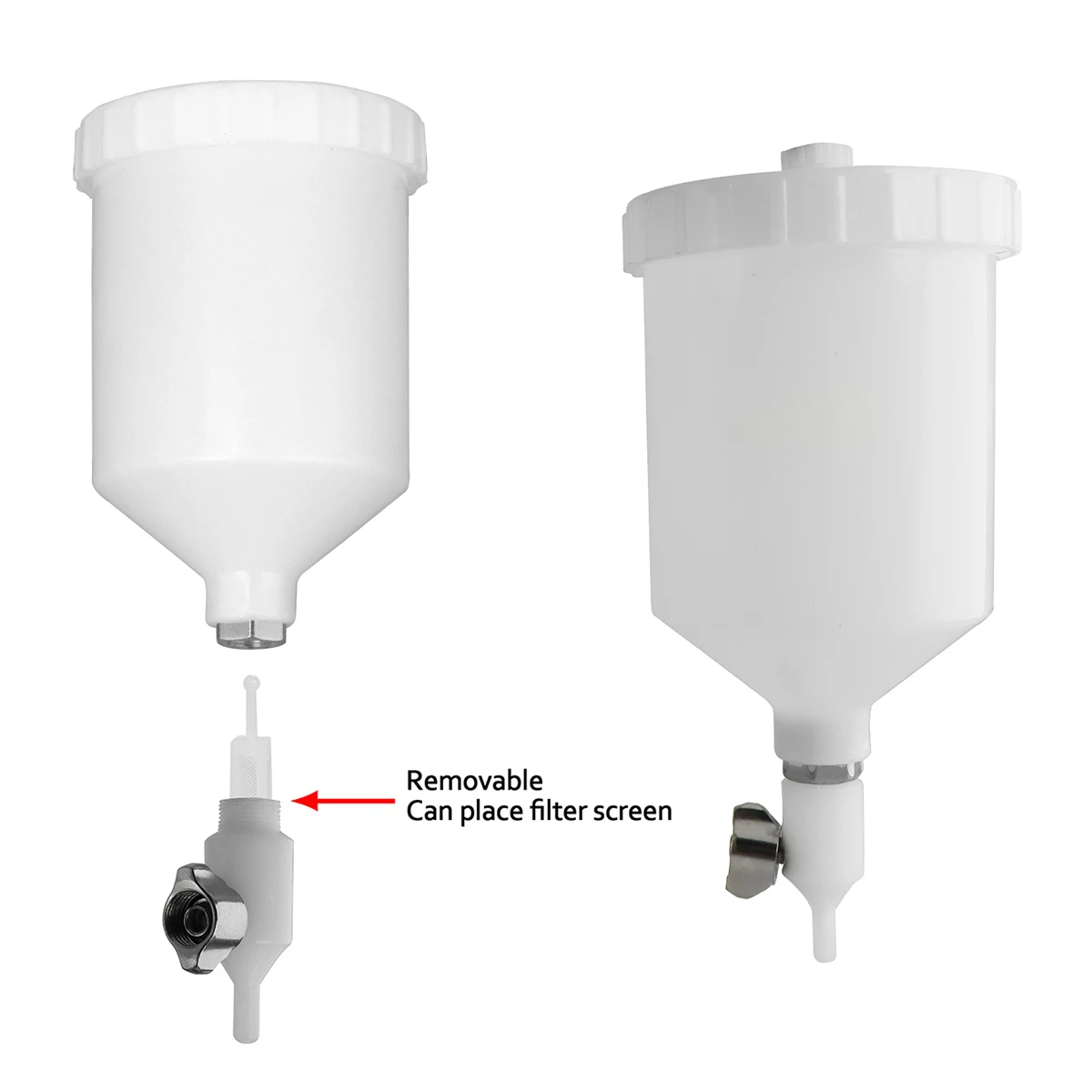 600ml Plastic Spray Paint Cup G1/4 Thread Connector Gravity Type Feed Side Convert Pot With M16 Spray Gun Adapter and Filter