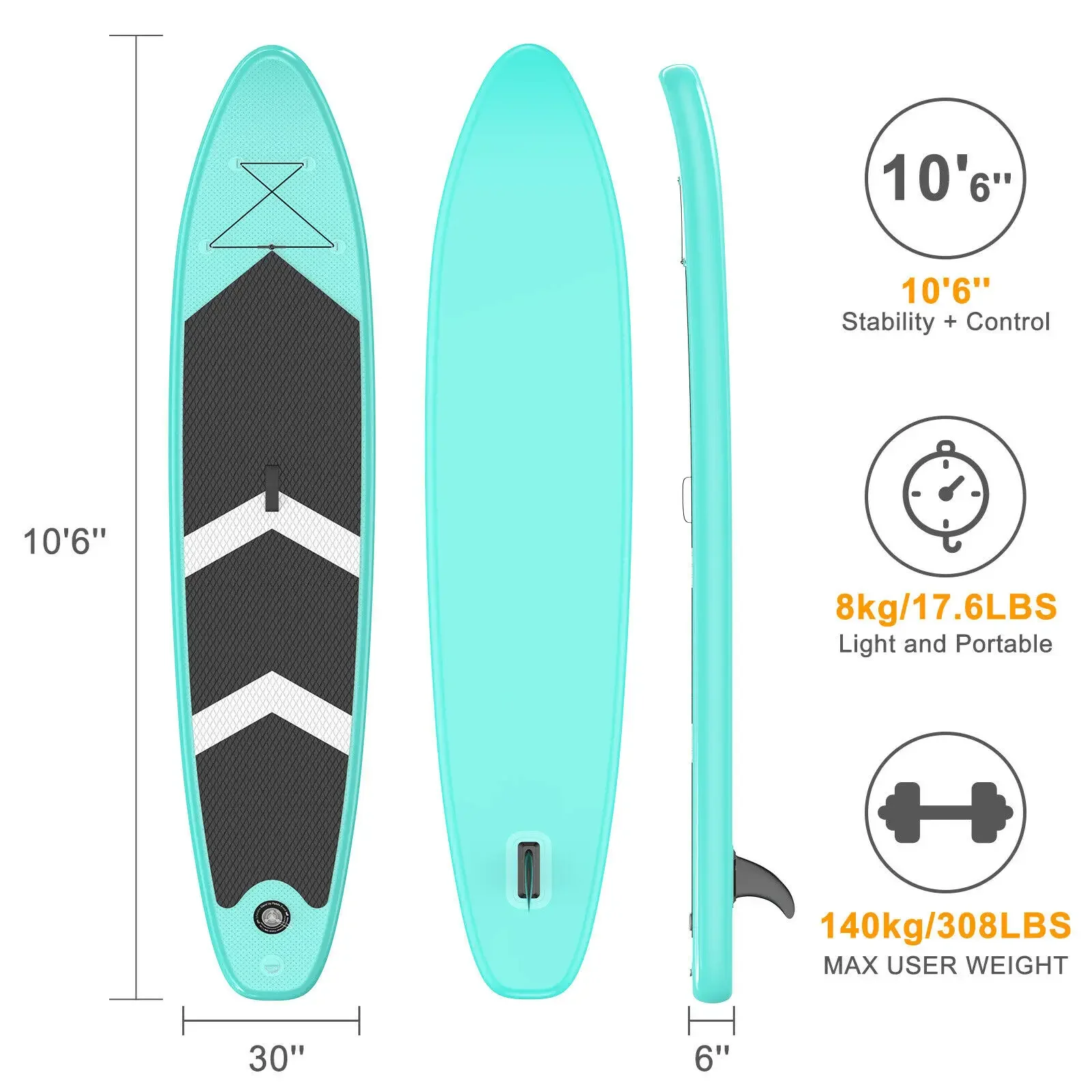 10'6 "ฟุต Sup board Inflatable Stand Up Board Paddle ลื่น Surf longboard gonflable Wakeboard สเก็ตบอร์ด Paddleboard