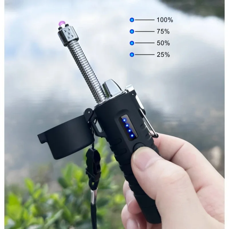 Multifunctional Outdoor Windproof and Waterproof Dual Arc Plasma USB Charging Pulse Flameless Lighter Essential Gift for Men