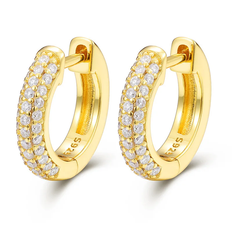 

Fine Jewelry earring Women Luxury Gold Plated 925 Sterling Silver Iced Out VVS Moissanite Earrings For Men Women