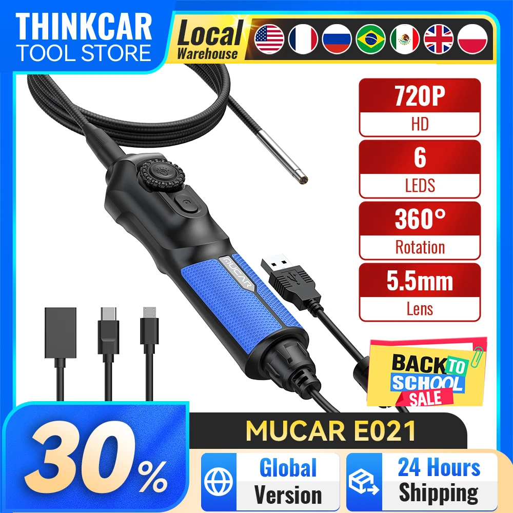 MUCAR E021 USB-Video-Inspektionskamera mit LED-Licht 720HD IP67 Wasserdicht Display Auto-Diagnosewerkzeuge für 892BT 689BT