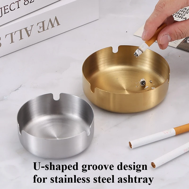 8cm 10cm Edelstahl Hochwertige Aschenbecher, flugaschebeständig, Metall, für Wohnzimmer, Schreibtisch, Bar, Zigarren-Aschenbecher, Gadgets für Zuhause