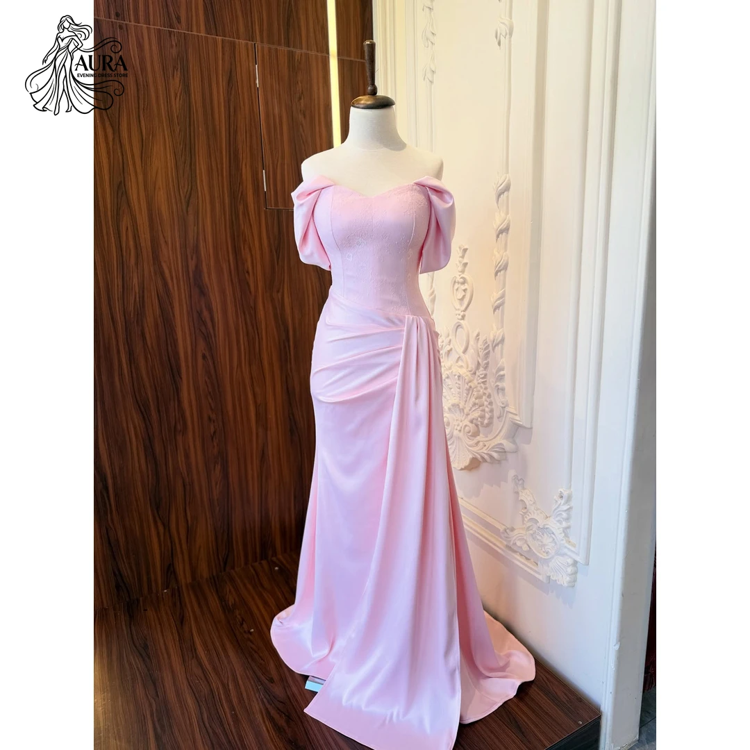 Aura Abendkleider für Damen Party- und Hochzeitskleider Maßgeschneidertes Rotes Spitzenkleid mit Schulterfrei-Design Luxuriöses Partykleid