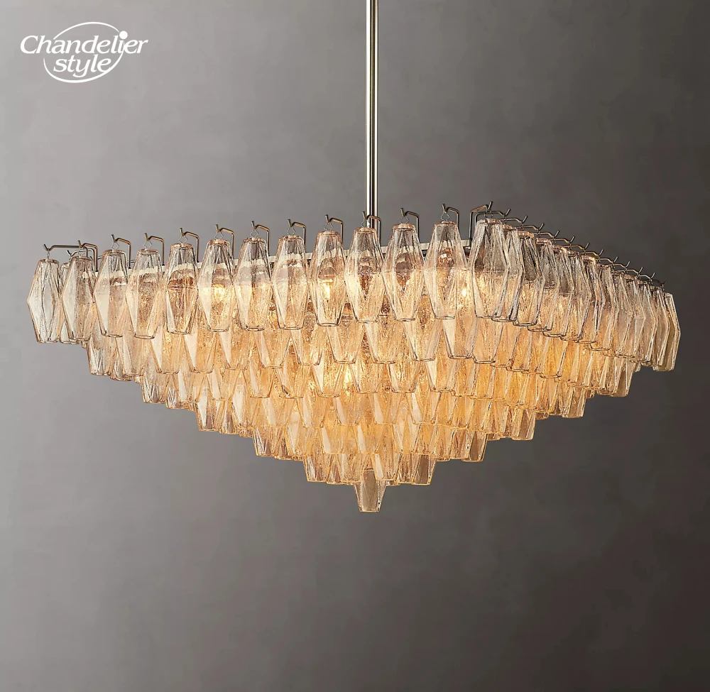 Modern LED Chandelier Lighting Chiara Clear Smoke Glass Square Chandeliers Living Room Dining Room Pendant Lights Fixture