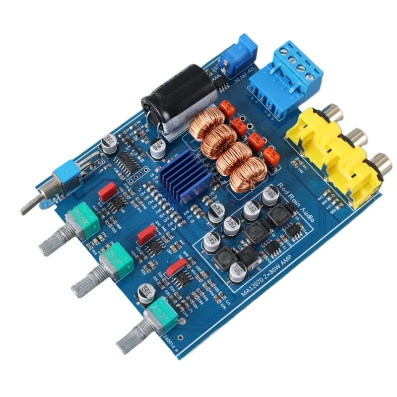 Dual 80W output digital power amplifier board Class D power amplifier MA12070 high and low tone power amplifier, finished board