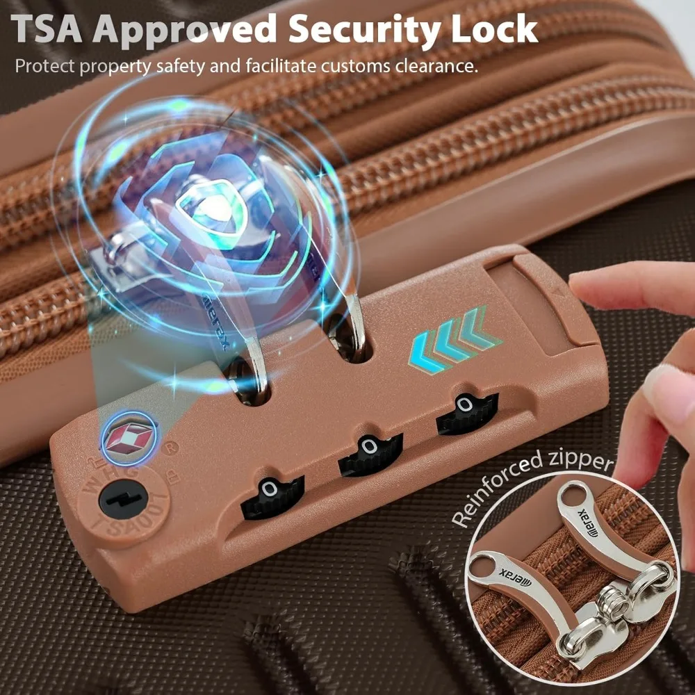 Наборы багажа Merax Hardshell, легкие чемоданы из 4 предметов с колесами, замок TSA, расширяемый (только 24 дюйма/28 дюйма), большой комплект багажа из АБС-пластика)