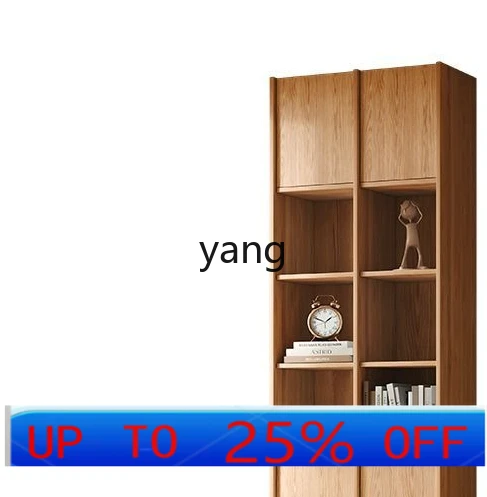

LMM Solid Wood Oak Bookcase Locker Bookshelf Floor Shelf Integrated to Top Office Study File Cabinet