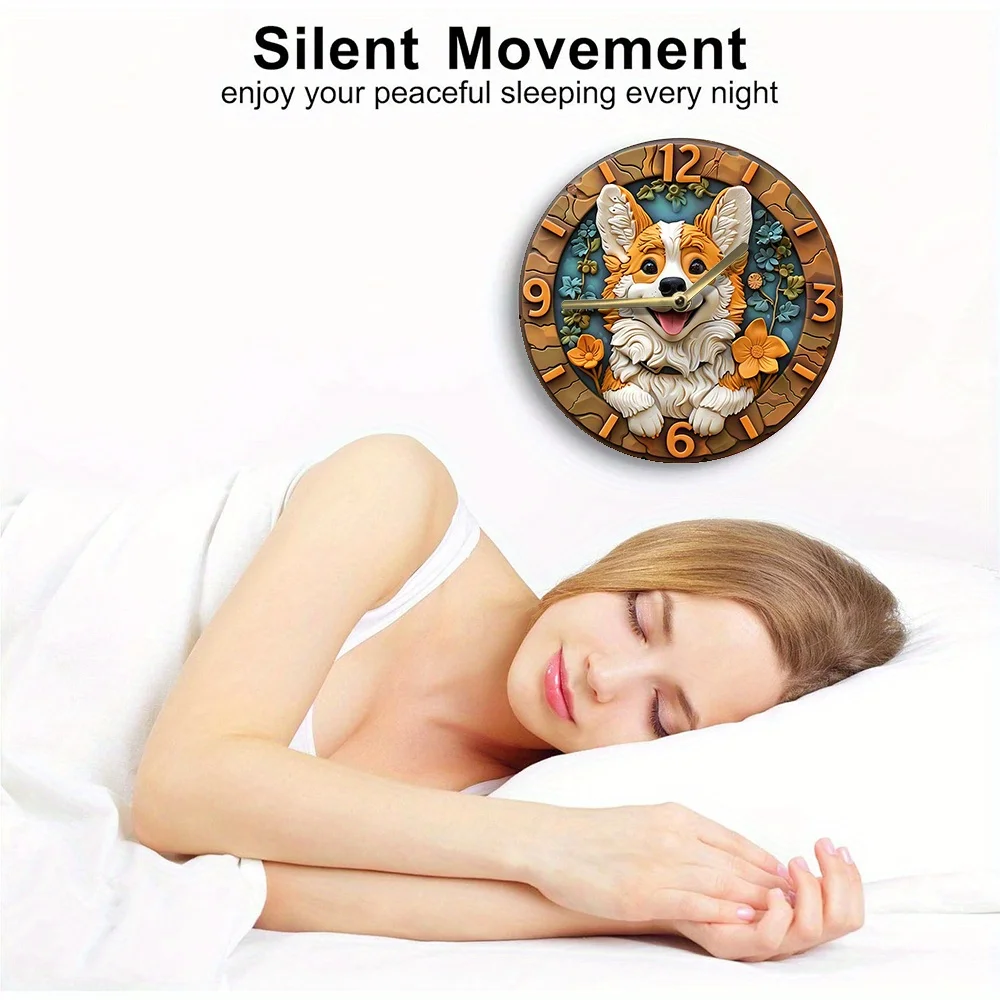 Orologio da parete Pembroke Welsh Corgi - Alluminio, arredamento fai da te per camera da letto e soggiorno, perfetto arredamento per sala da pranzo