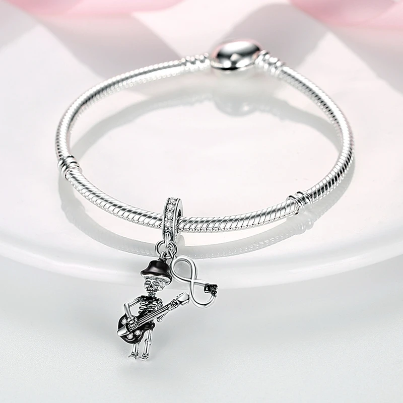 Hot Sale 925 Sterling Silver Bat Skull Magical Girl Halloween Charms Beads Fit Original Any Bracelets S925 DIY Jewelry Gifts