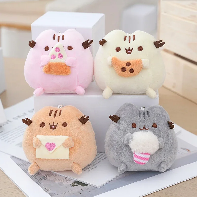 Cartoon Pusheen Cat Plush Toy Cute Stuffed Kitten Doll Keychain Lovely Backpack Pendant Bag Charms Car Key Holder Children Gifts