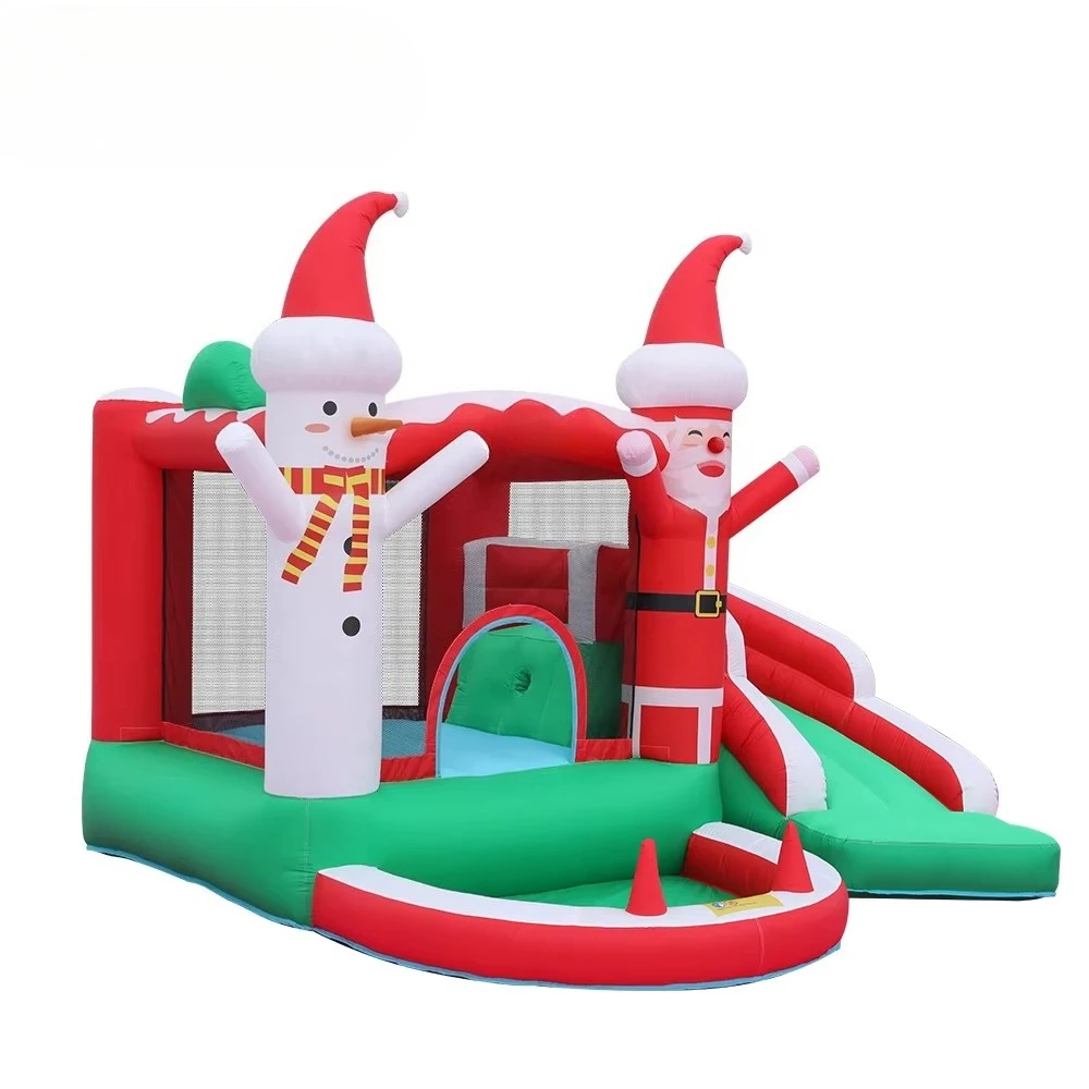Christmas-themed children's home inflatable trampoline and holiday party with bouncy castle and slide