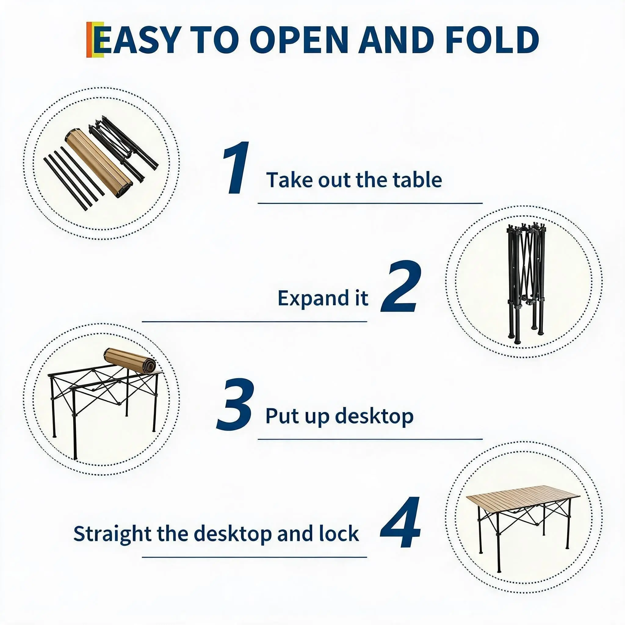 Portable Folding Camping Side Table, Roll-Up Aluminum Outdoor End Table - Adjustable Height - Sturdy X-Frame - Heat-Resistant Easy-Clean Top - Compact for Travel Patio Picnic