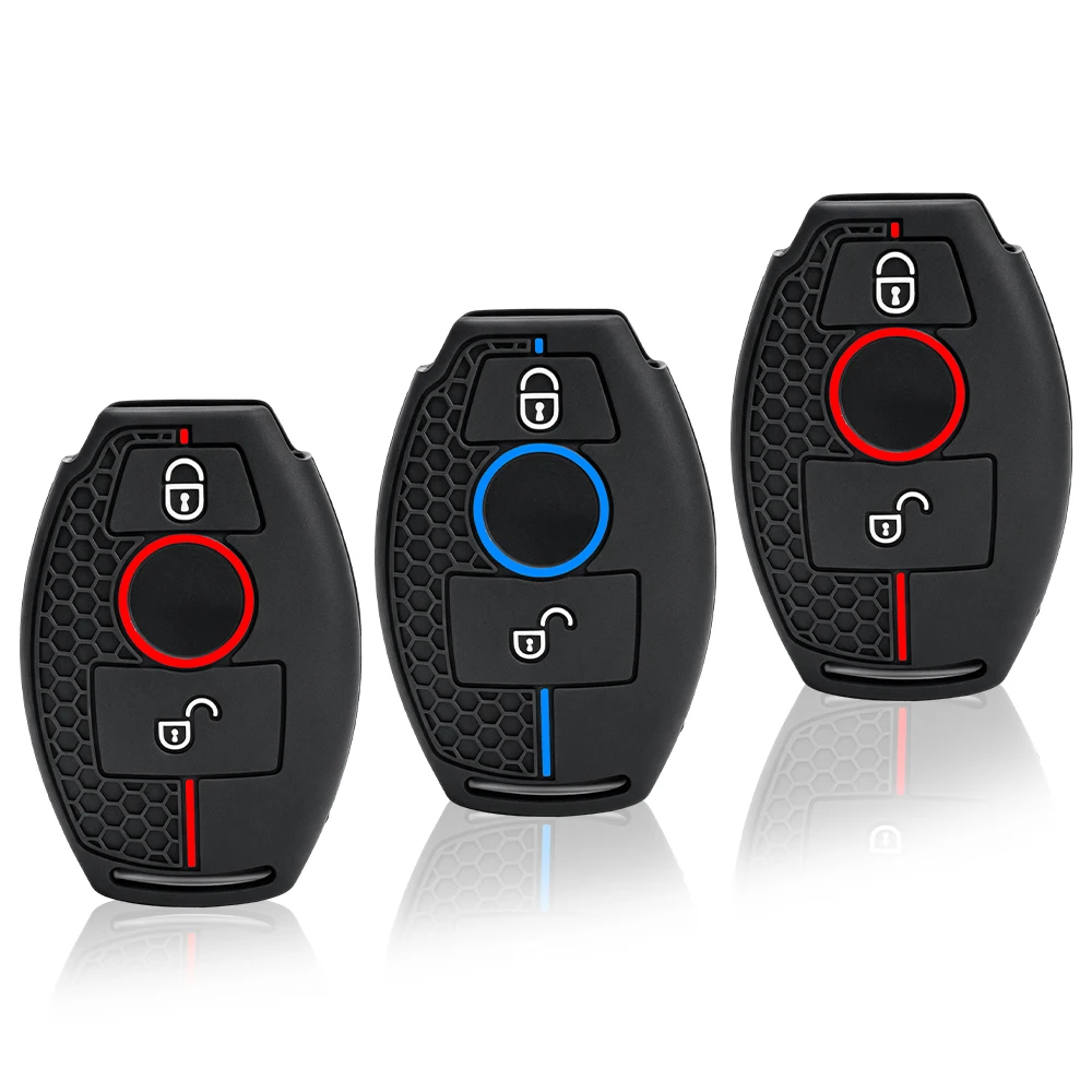 2 buttons For Mercedes Benz W251 W463 W205 W176 W213 W204 W212 W177 GLK GLC CLA AMG A B R C E S G Class Silicone Car Key Case