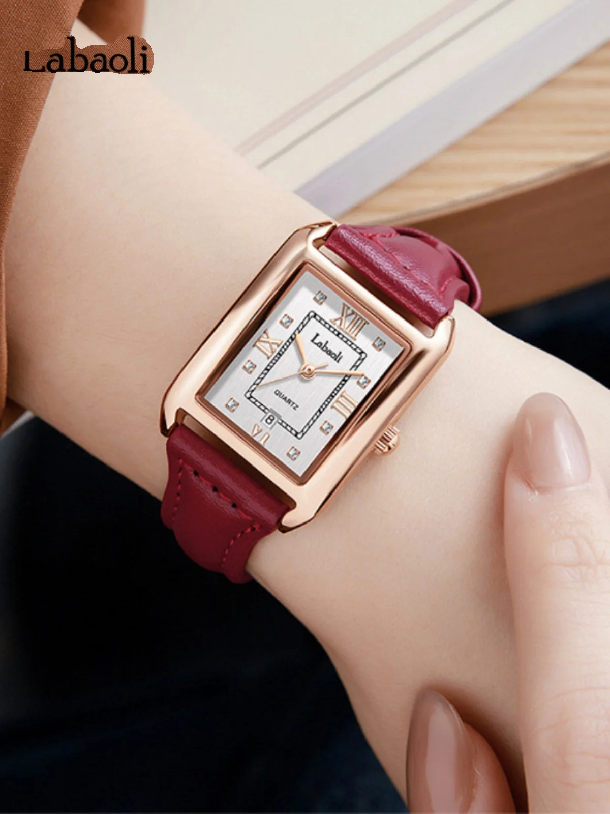 Fashion watch for women with square leather strap, Korean style simple quartz watch, women's luxury watch, gift for women