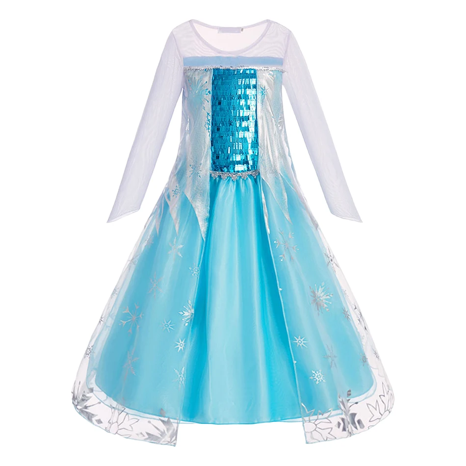 Kids Princess Dress Kids  Elsa Tulle Cloak Cosplay Dresses Little Girls Summer Carnival Birthday 3-12 Years Long Sleeve Dresses