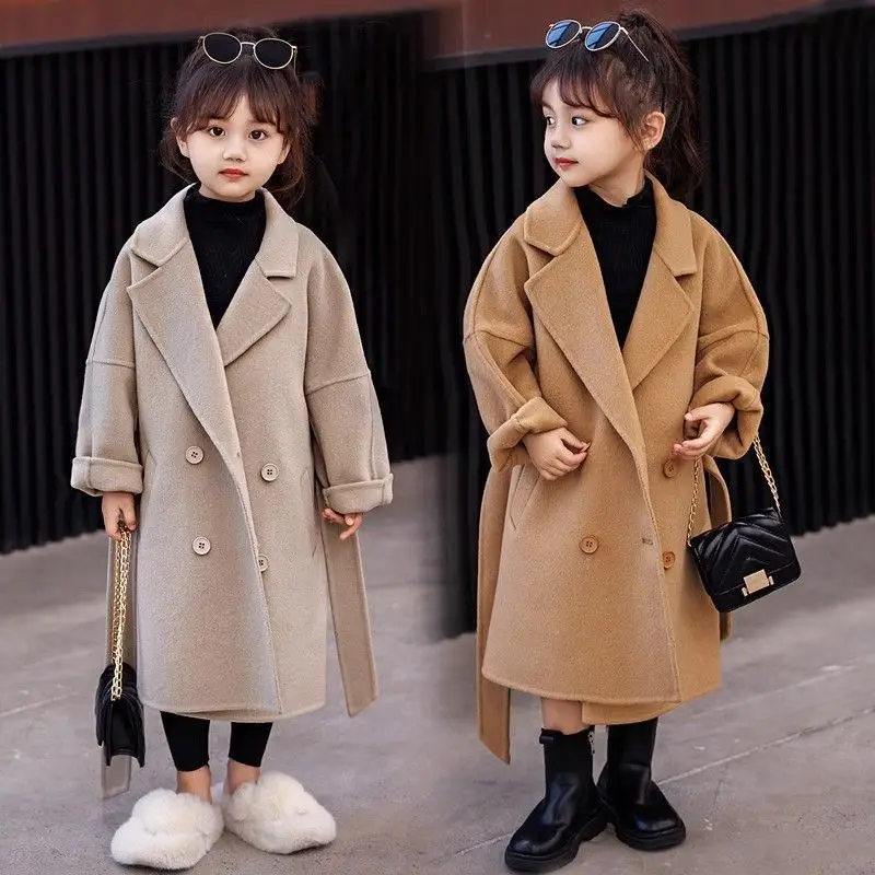 2026 Childrens Winter Warm Suitable Velvet Wool Coat Girls Winter Wool Korean Medium Large Wool Outerwear