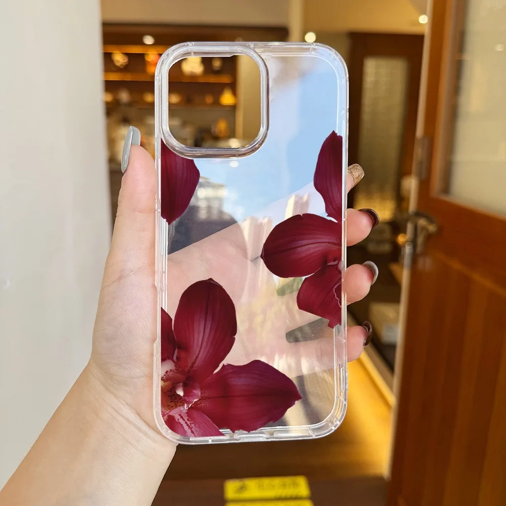 

For iPhone 16 Pro Max Case Elegant Orchids Floral Design Transparent Phone Case For iPhone 15 14 13 12 11 XS X XR 7 8 Plus Cover