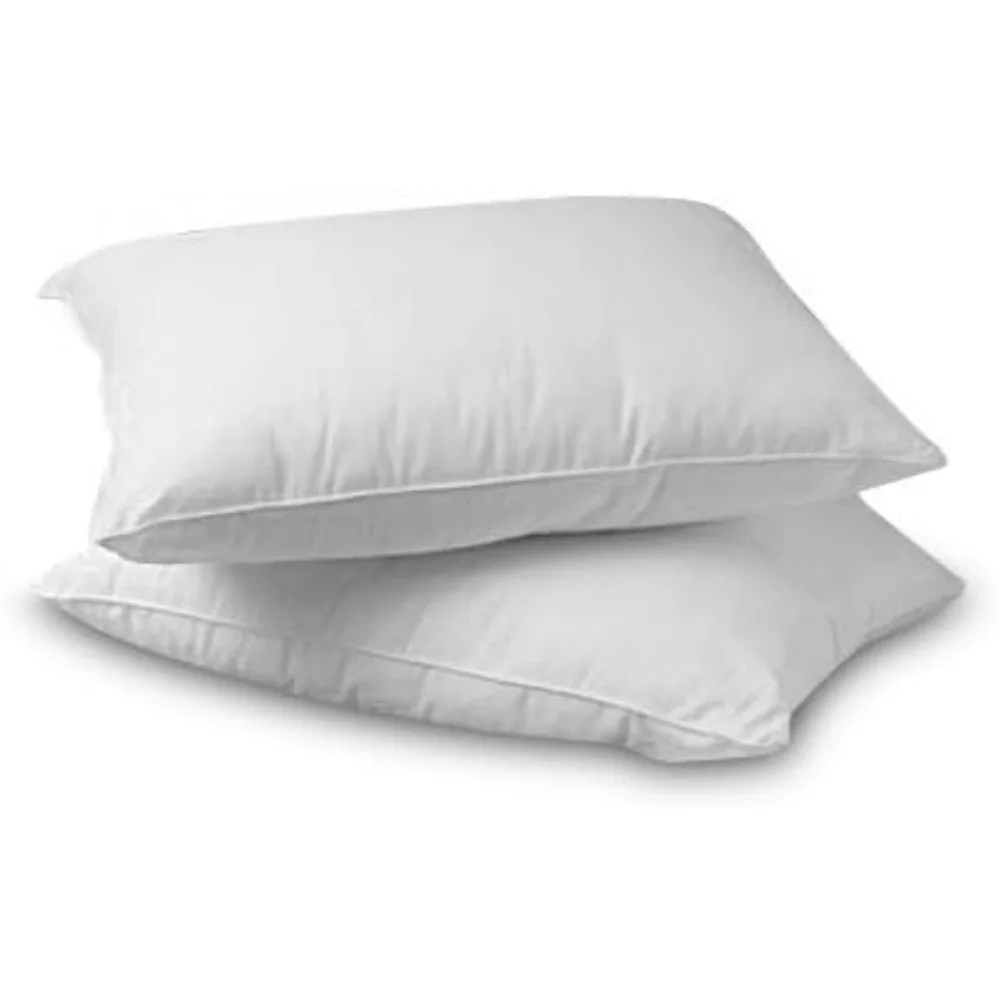 Luxury Goose Feather Down Pillows Queen Size Set of 2 - Family Made in New York - Breathable Bed Pillows for Sleeping, Back