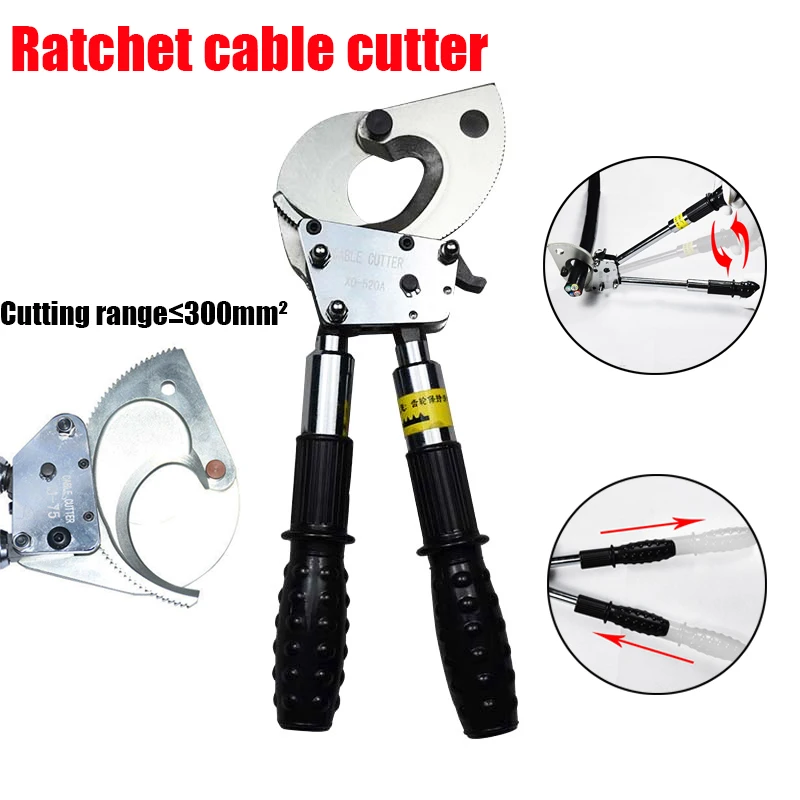 J-40A Ratchet Cable Cutter Ratchet Cable Cutter Ratchet Wire Cutter 40mm Cu/Alu Cable Scissors