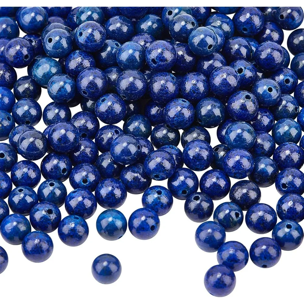 

1 Box 180 Pcs 8mm Dyed Natural Blue Lapis Lazuli Beads Gemstone Round loose Beads for Jewelry Making