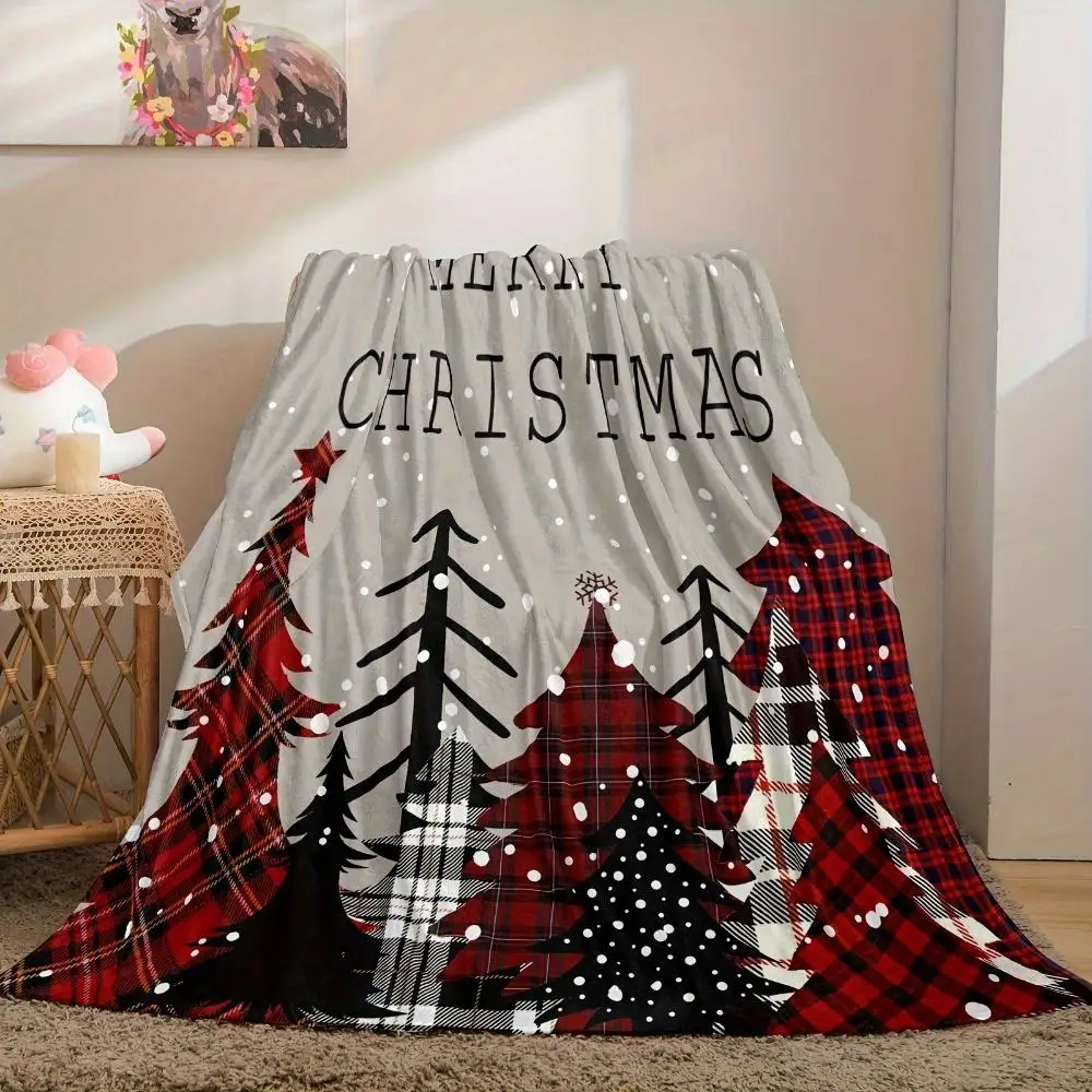 

Christmas Tree Print Blanket Flannel Blanket Soft Warm Blanket Sofa Office Bed Gift Blanket