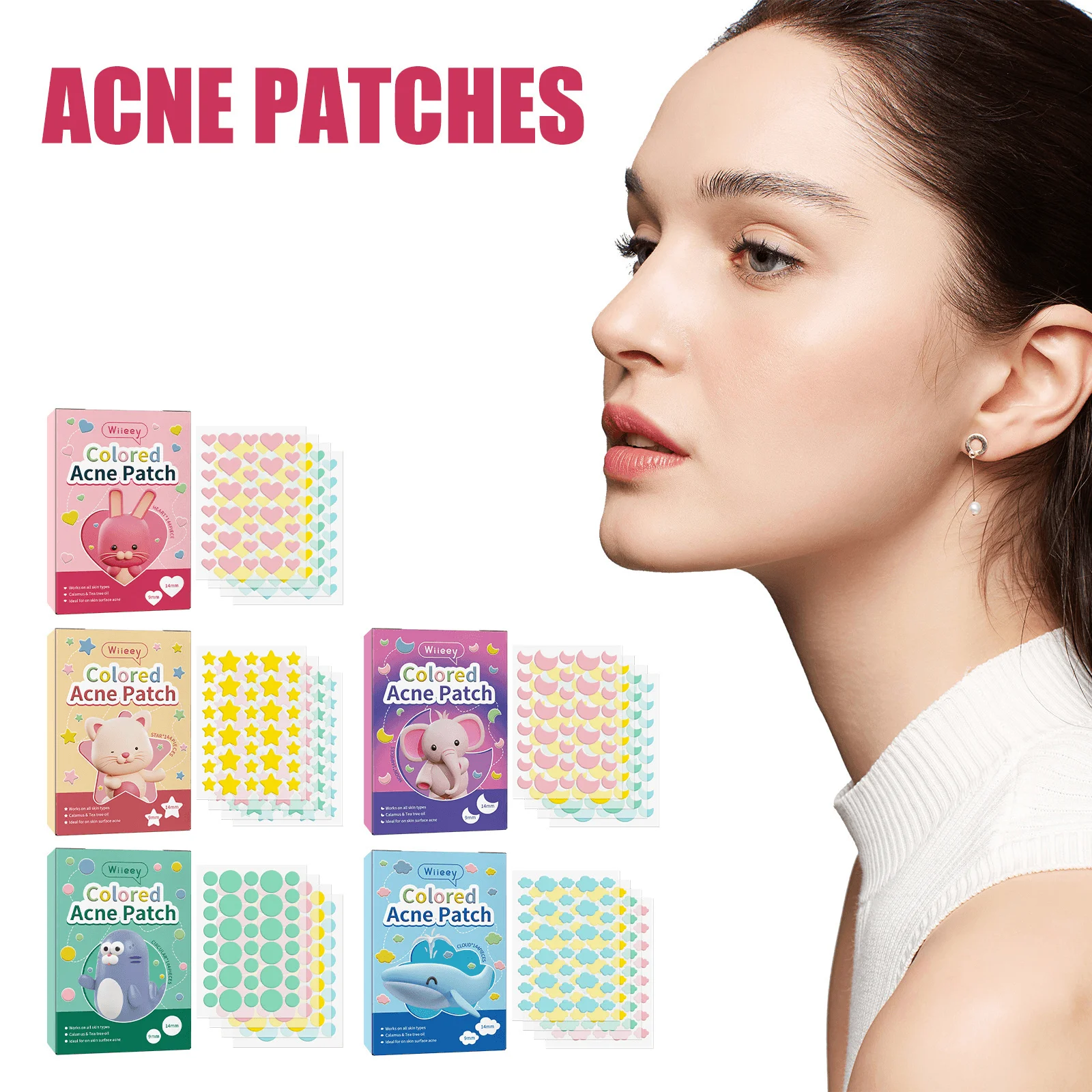 Star Acne Patch Fade Pimple Marks Clean Pore Smooth Portable Colorful Pentagram Invisible Concealer Acne Removal Tool Stickers
