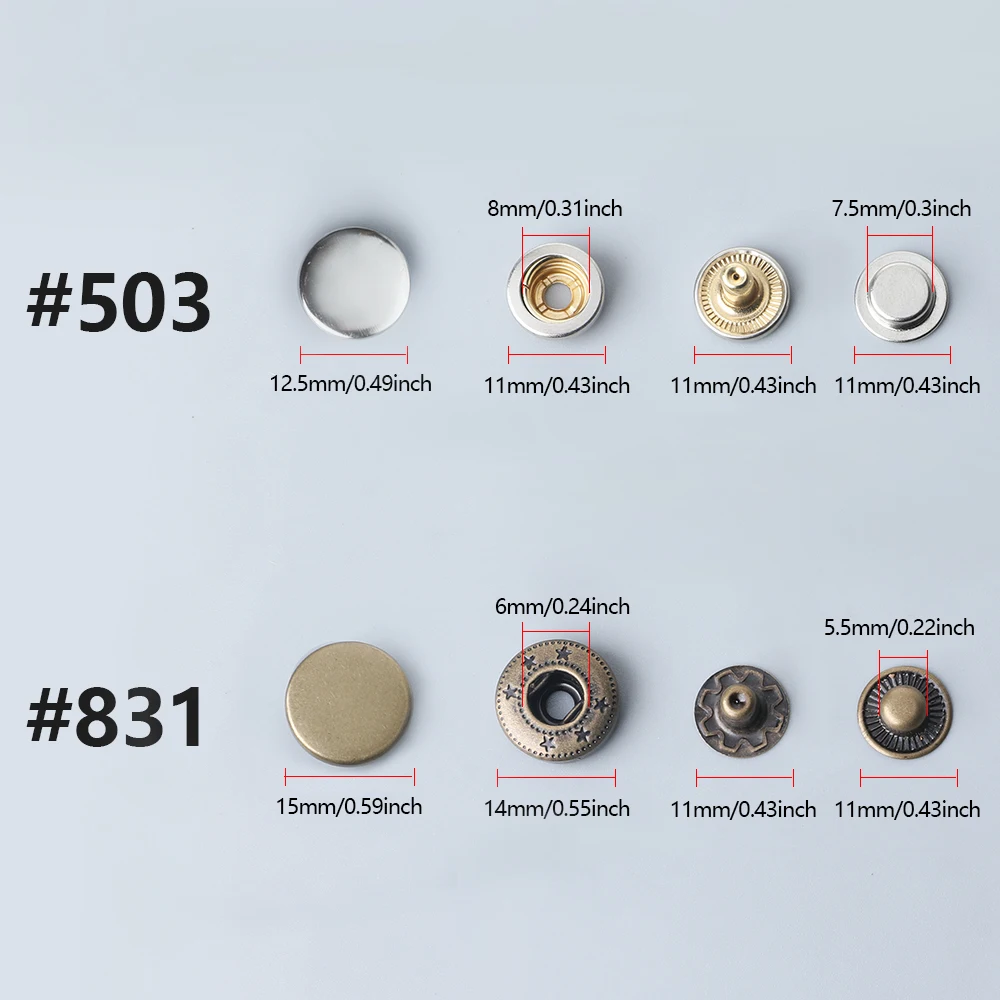 40 sets/160 pcs colorful buttons snap fastener seamless copper concealed buttons for  down jacket, backpack, coat