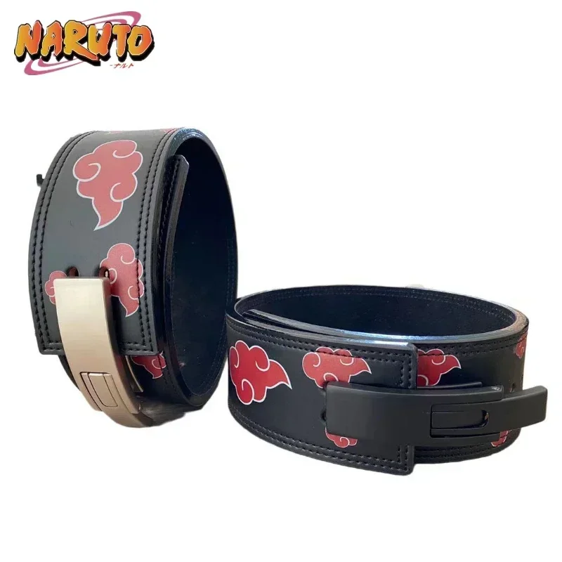 Naruto Red Cloud Weightlifting Belt Bodybuilding Fitness Belts Barbell Training Waist Protector Support Gym Belt for Back Tools