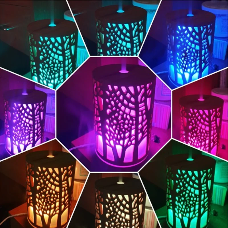 家庭用および寝室用のエッセンシャルオイルとアロマディフューザー,200ml,コールドミストスプレー,7色LEDナイトライト