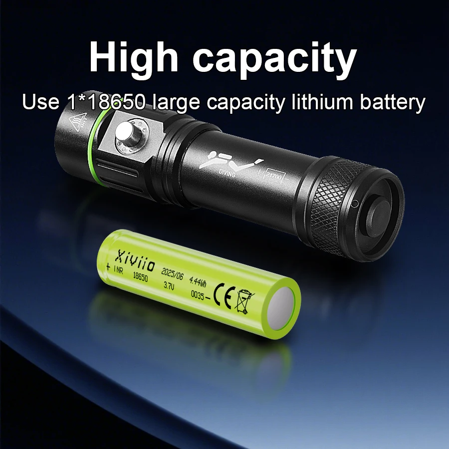 40000LM Professional Diving Flashlight Super Bright LED Dive Light 18650 Powerful 300m Underwater Lighting Torch IPX8 Waterproof