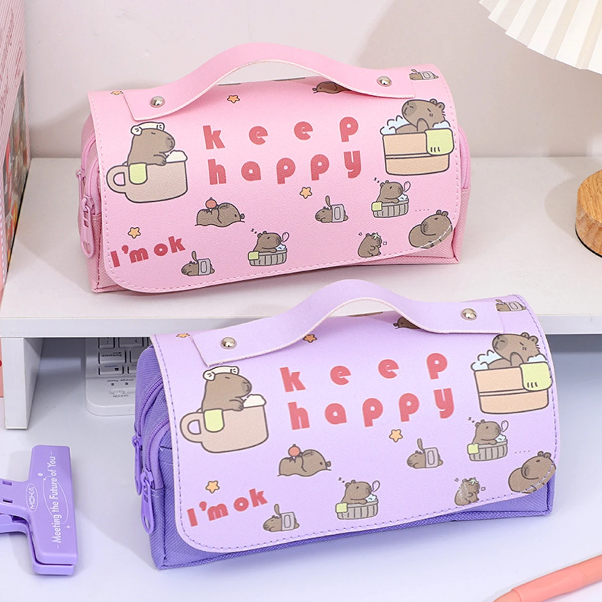Kawaii Federmäppchen, großes Fassungsvermögen, Schreibwarentasche, Studenten-Bleistiftbeutel, Schulanfang für Mädchen, Schule, Bürobedarf, Schreibwaren